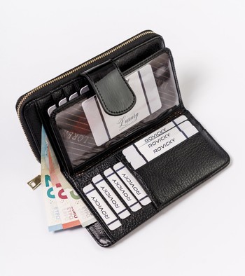 Dámská peněženka kožená lakovaná černá - Rovicky 76116 SH