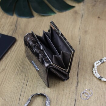 Dámská kožená peněženka šedo/hnědá - Gregorio Abigail