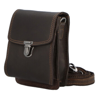 Pánská kožená crossbody taška tmavě hnědá - GreenWood Upton