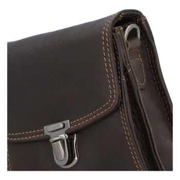 Pánská kožená crossbody taška tmavě hnědá - GreenWood Upton