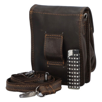 Pánská kožená crossbody taška tmavě hnědá - GreenWood Upton