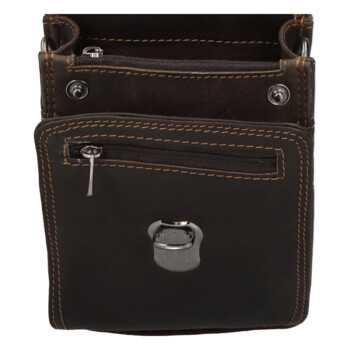 Pánská kožená crossbody taška tmavě hnědá - GreenWood Upton