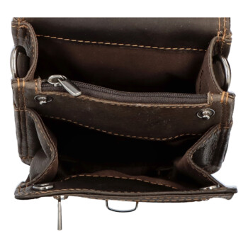 Pánská kožená crossbody taška tmavě hnědá - GreenWood Upton