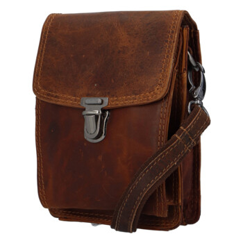 Pánská kožená crossbody taška hnědá - GreenWood Upton