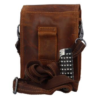 Pánská kožená crossbody taška hnědá - GreenWood Upton