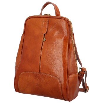 Dámský kožený batoh koňakový - Delami Vera Pelle Liviena