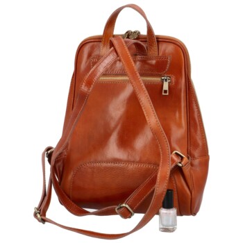 Dámský kožený batoh koňakový - Delami Vera Pelle Liviena