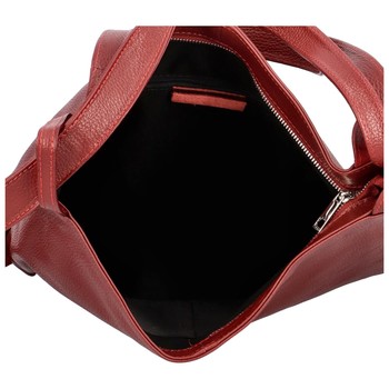 Dámská kožená kabelka přes rameno tmavě červená - ItalY Armáni Medium