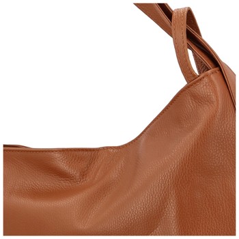 Dámská kožená kabelka přes rameno světle hnědá - ItalY Armáni Medium