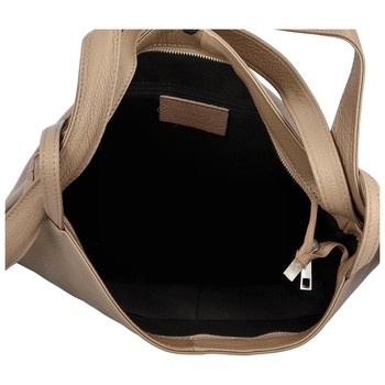 Dámská kožená kabelka přes rameno taupe - ItalY Armáni Medium