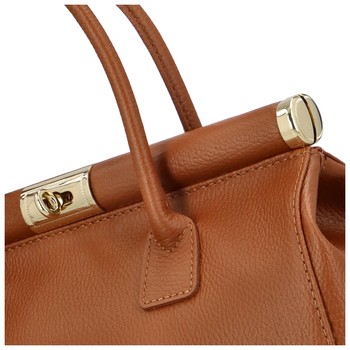 Módní originální dámská kožená kabelka do ruky světle hnědá - ItalY Hila