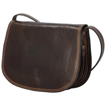 Dámská kožená crossbody kabelka tmavě hnědá - Delami Elrosa