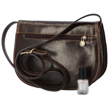 Dámská kožená crossbody kabelka tmavě hnědá - Delami Elrosa