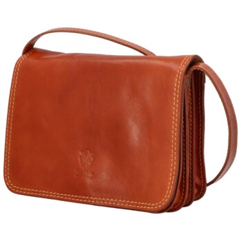Dámská kožená crossbody koňaková - Delami Vera Pelle Satyrana