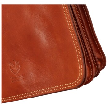 Dámská kožená crossbody koňaková - Delami Vera Pelle Satyrana