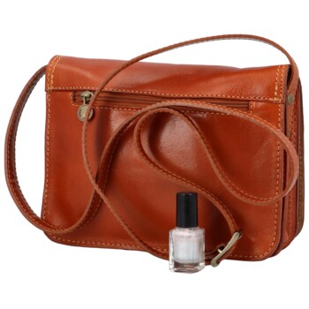 Dámská kožená crossbody koňaková - Delami Vera Pelle Satyrana