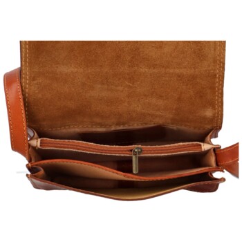 Dámská kožená crossbody koňaková - Delami Vera Pelle Satyrana
