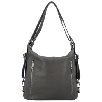 Dámská kožená kabelka batoh tmavě šedá - ItalY Nadine