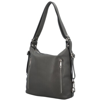 Dámská kožená kabelka batoh tmavě šedá - ItalY Nadine