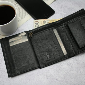 Pánská kožená peněženka černá - Wild Tiger Rares