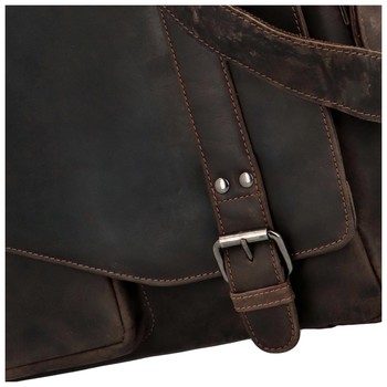 Pánská kožená taška přes rameno tmavě hnědá - Greenwood Castler