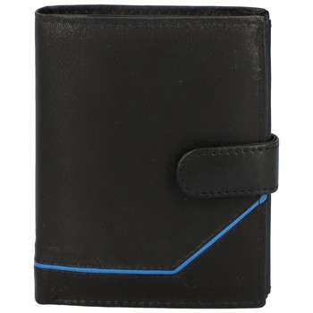 Větší pánská černá kožená peněženka se zápinkou - Diviley Heelal Blue