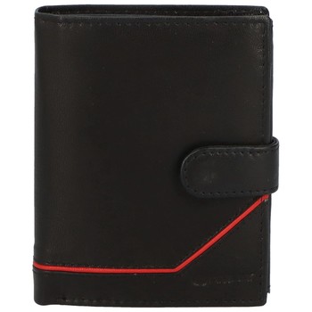Větší pánská černá kožená peněženka se zápinkou - Diviley Heelal Red