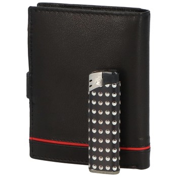 Větší pánská černá kožená peněženka se zápinkou - Diviley Heelal Red