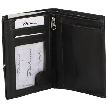 Pánská pevná kožená peněženka černá - Diviley Kainat White