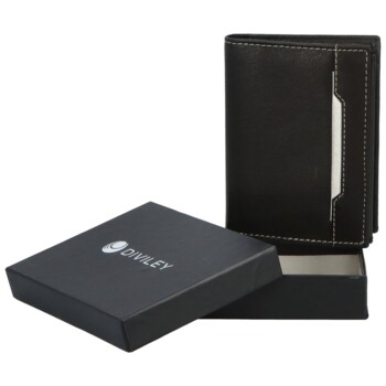 Pánská kožená peněženka černo/bílá - Diviley Farrons