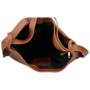 Dámská kožená kabelka přes rameno hnědá - ItalY Armáni