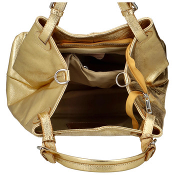 Dámská kožená kabelka přes rameno zlatá - ItalY Chelsea M