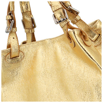 Dámská kožená kabelka přes rameno zlatá - ItalY Chelsea M
