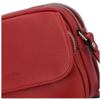 Dámská kožená crossbody kabelka tmavě červená - Katana Yeiny