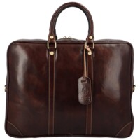 Kožená business taška tmavě hnědá - Delami Vera Pelle Paolo