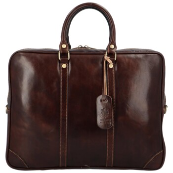 Kožená business taška tmavě hnědá - Delami Vera Pelle Paolo