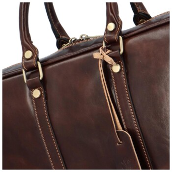 Kožená business taška tmavě hnědá - Delami Vera Pelle Paolo