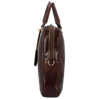 Kožená business taška tmavě hnědá - Delami Vera Pelle Paolo