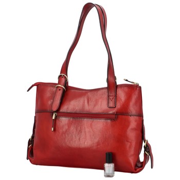 Dámská kožená kabelka přes rameno tmavě červená - Katana Sanne
