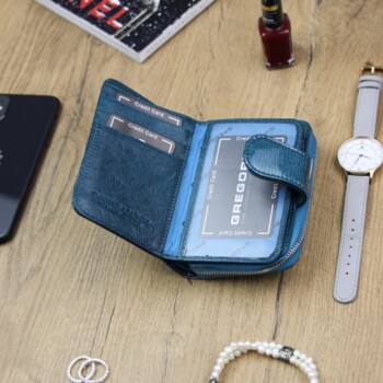 Dámská kožená peněženka modrá - Gregorio Longia