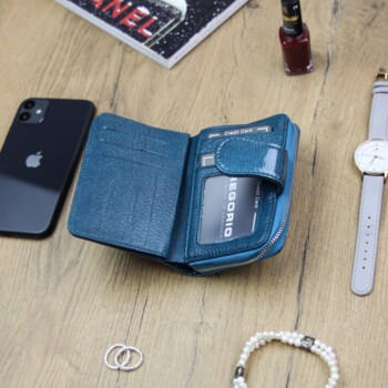 Dámská kožená peněženka modrá - Gregorio Longia