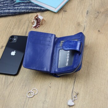 Dámská kožená malá peněženka modrá - Gregorio Manuella