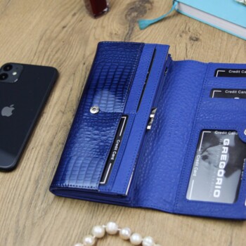 Dámská kožená peněženka modrá - Gregorio Lisanda