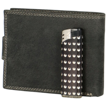 Pánská kožená peněženka černá broušená - Tomas Alkiko