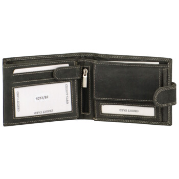 Pánská kožená peněženka černá broušená - Tomas Alkiko