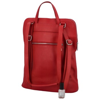 Dámský kožený batůžek kabelka tmavě červený - ItalY Houtel 2