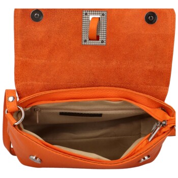 Dámská kožená crossbody kabelka oranžová - ItalY Porta