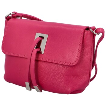 Dámská kožená crossbody kabelka fuchsiová - ItalY Porta