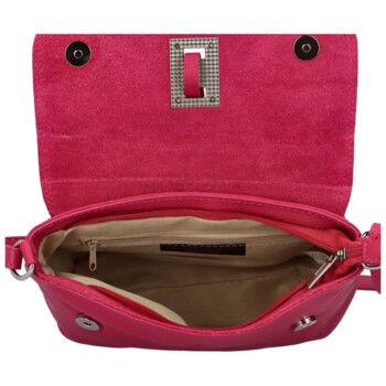 Dámská kožená crossbody kabelka fuchsiová - ItalY Porta
