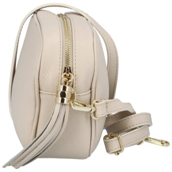 Dámská kožená crossbody kabelka béžová -  ItalY Kriane G
